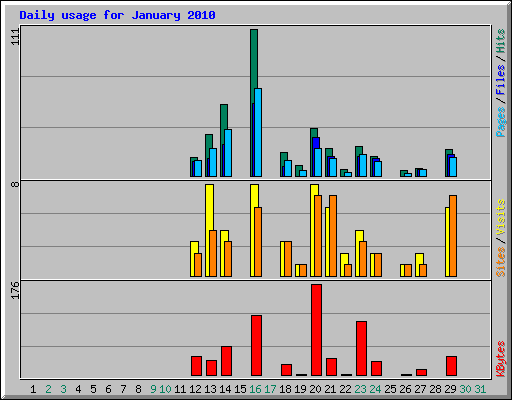 Daily usage for January 2010