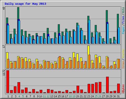 Daily usage for May 2013