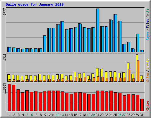 Daily usage for January 2019