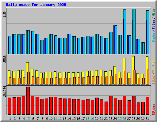 Daily usage for January 2020