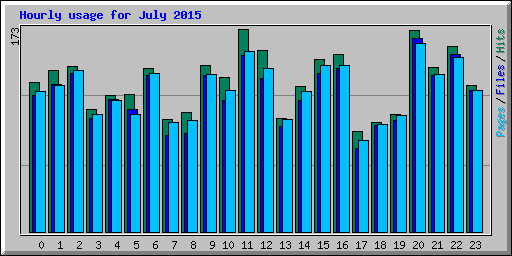 Hourly usage for July 2015