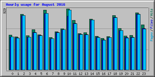 Hourly usage for August 2016