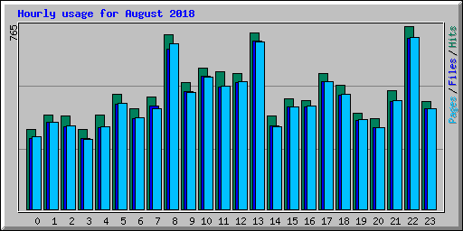 Hourly usage for August 2018